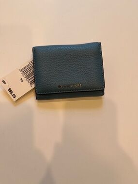 Michael Kors Teal Pebbled Leather Compact Wallet